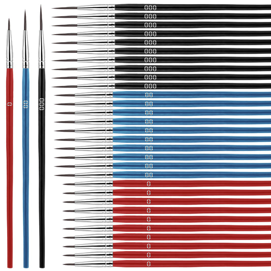 cobee 30 Pcs Detail Paint Brushes, Fine Tip Paint By Number Brushes With 3 Size #0#00#000, Micro Paint Brushes For Model Crafts Acrylic Miniature Painting(Colour mixture)