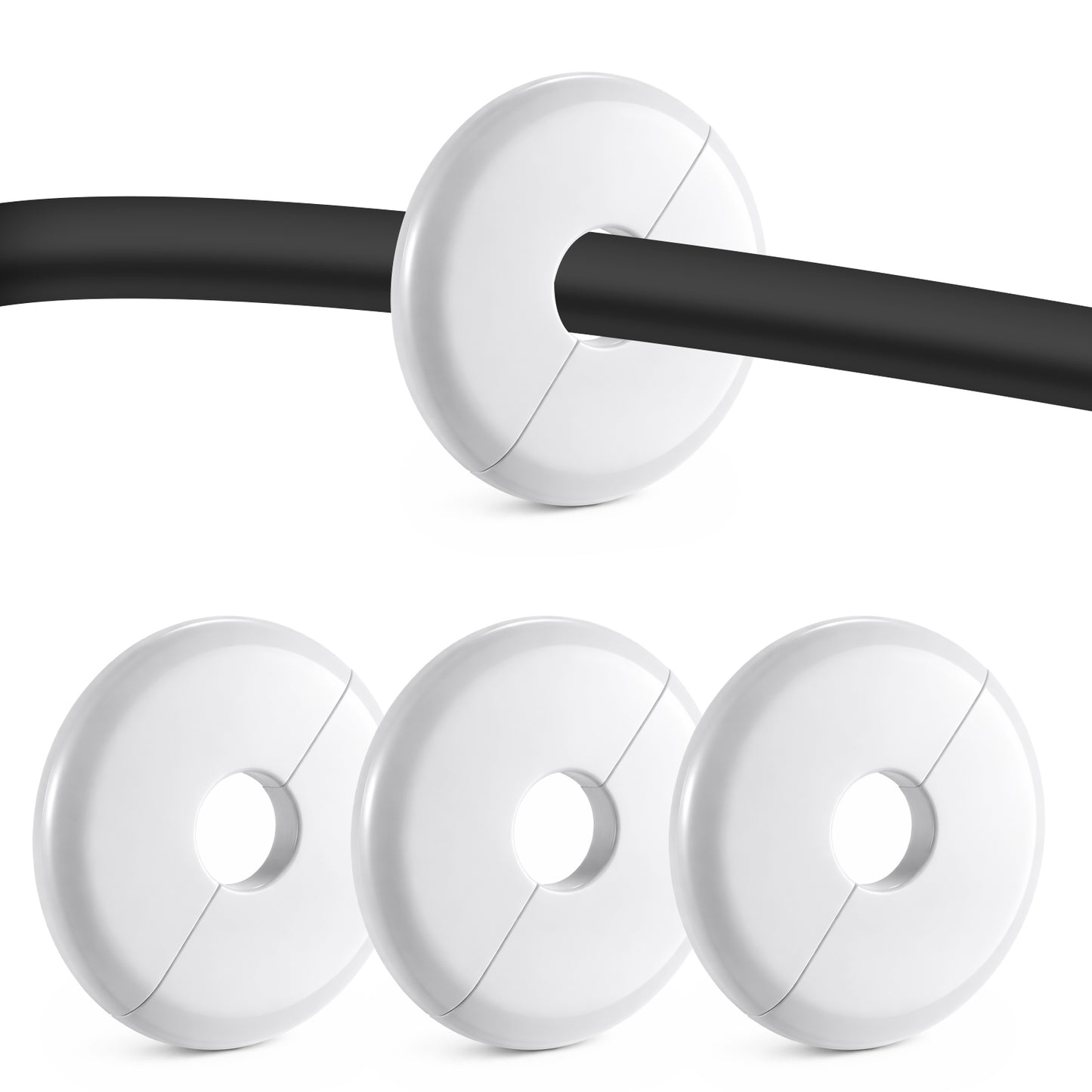 SULIKJHUI 4 Pcs Cable Hole Cover, 2.76 Inch Wall Hole Cover with 0.68 Inch Inner Diameter, ABS Plastic Cables Grommets for Holes, White Cable Wall Protector for Ethernet & Wires
