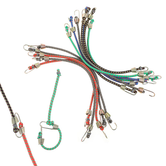 JIYIN 12 Pack Mini Bungee Cords With Hooks, Small Bungee Cords With Hooks For Hanging Heavy Duty Outdoor Rubber Bungee Cords Multicolor Short Elastic Bungee Cords For Outdoor Camping(Polka dots)