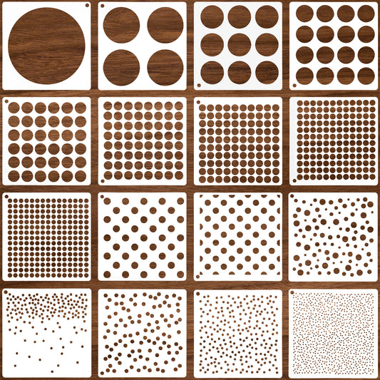 cobee 16 Pcs Circle Stencil, Geometric Art Stencils for Painting, Polka Dot Stencil Mixed Reusable Sprinkle Stencil for Painting on DIY Card Making Scrapbook Paper Fabric Pillows