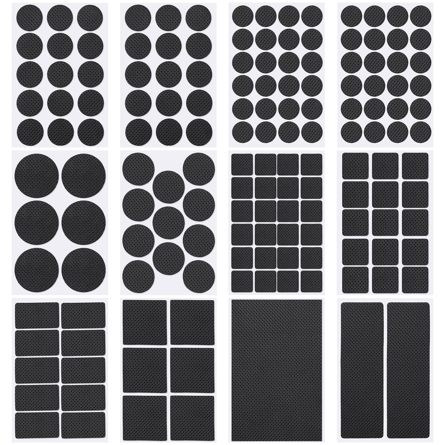 DOPENSPI 153 Pcs Furniture Pads, Self Adhesive Non Slip Rubber Feet Pads Anti Scratch Floor Protectors for Hardwood Tile Noise Reduction (Black)