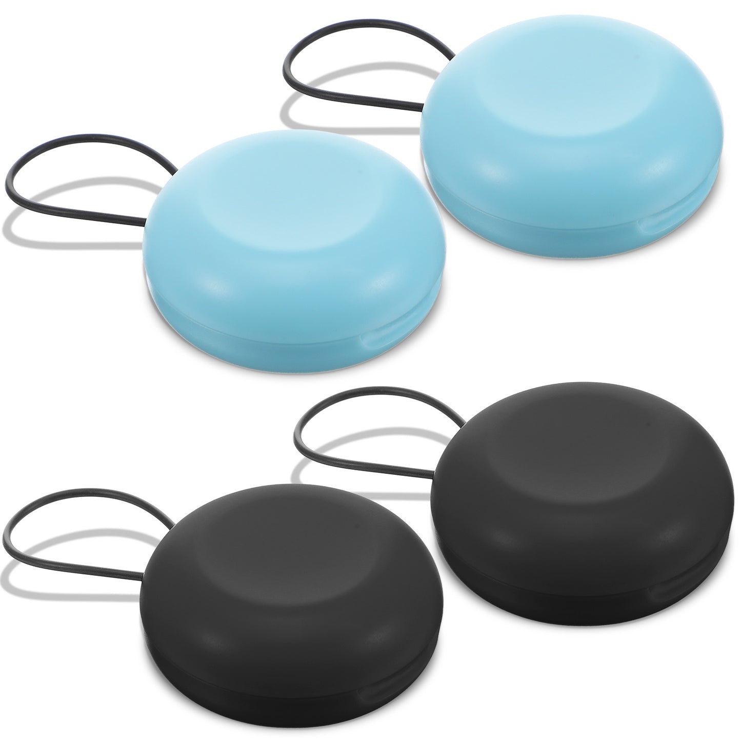 WJIAAA 4Pcs Earplug Cases,Ear Plug Carrying Case,Mini Portable Earplug Case Round Potable Ear Plug Holder for Earplugs Business Trip Storage Trinkets Pills(Black,Blue)