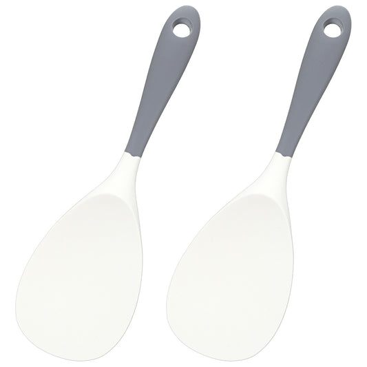 MBAIYO 2Pcs Heat-Resistant Silicone Rice Paddle, Rice Serving Spoon Non-Stick Cooking Utensil Cooker Serving Scooper for Rice Salads Mashed Potato