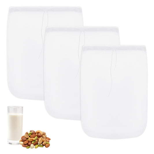Giantree Nut Milk Bag, 3 Pcs Reusable Nylon Cheese Cloths Fine Mesh Food Strainer, Washable Drawstring Cold Brew Filter Cheesecloth Strainer for Cold Brew Coffee Tea Yogurt Cheese 2 Sizes(Size1)