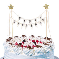 IANFAN Mini Happy Birthday Banner, Personalized Cake Topper, 1 Pc Star Cake Topper Garland For Party Supplies, Brown