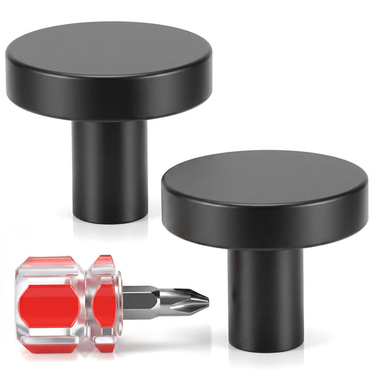 JJUNW 2 Pcs Bifold Closet Door Knobs, Black Cabinet Knobs, Drawer Knob Stylish Round Pulls Cabinet Hardware Pulls with Screwdriver for Kitchen Dressers Closet Doors Bifold Door