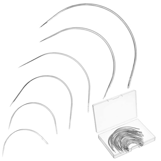 HJZHII 48 Pcs Curved Sewing Needles, Sewing Needles Round Leather Saddle Needle Steel Upholstery Needle for Bracelets Jewellery Crafts Purses Backpacks Shoes Upholstery Carpets Wigs Canvas Repair