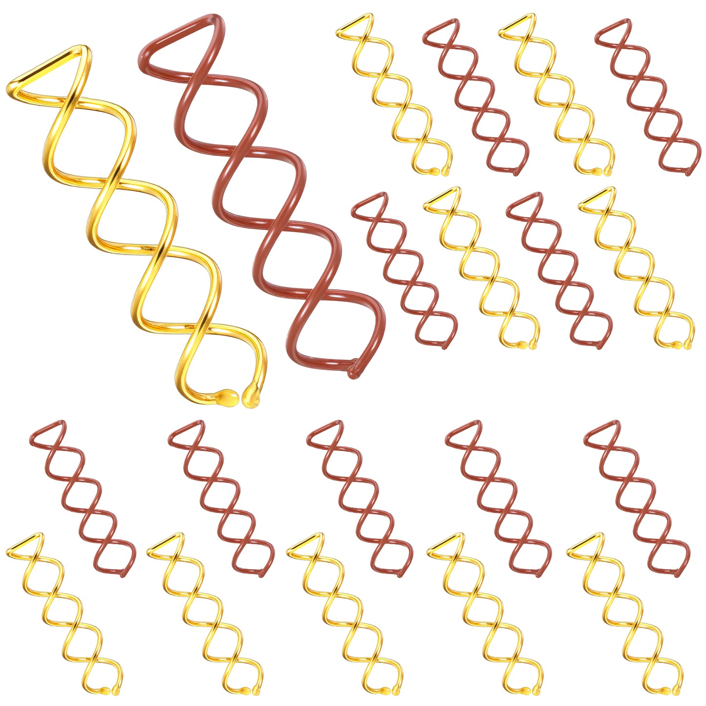 LXUEJIE 20PCS Spiral Hair Pins, 2 Colors Spin Pins Spiral Bobby Pin for Girls Women Non-Scratch Round Clip & Bun Twist, Stylish Bun Bobby Pin, Alloy SpinPins for Hair(Gold Brown)