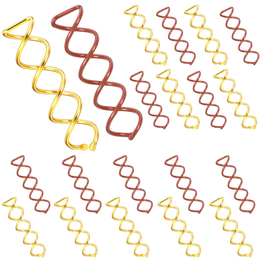LXUEJIE 20PCS Spiral Hair Pins, 2 Colors Spin Pins Spiral Bobby Pin for Girls Women Non-Scratch Round Clip & Bun Twist, Stylish Bun Bobby Pin, Alloy SpinPins for Hair(Gold Brown)