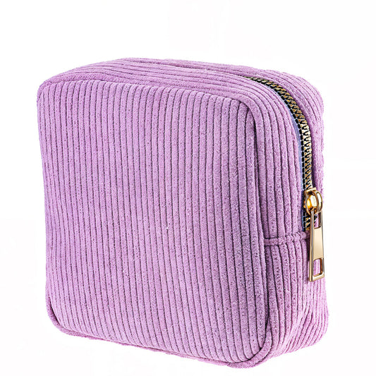 JIEYAO Corduroy Sanitary Napkin Storage Bag, Portable Period Bag for Teen Girls, Cute Period Pouch Soft Menstrual Cup Pouch Menstruation First Pad Bag Tampon Holder for Women (Purple)