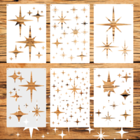 Molain 6 Pcs Large Star Stencils for Painting, Reusable Twinkle Star Template Wall Drawing Stencils for Walls, Wood, Canvas, Fabric Home Decoration