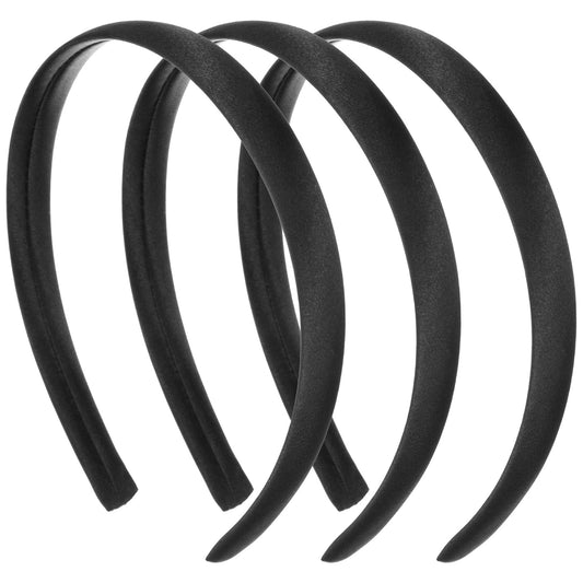 IANFAN 3 Pcs Black Satin Headbands for Women, Non-Slip Plain Hair Bands Plain Wide Hair Band Hoops 0.6 Inch Wide Hard Head Band for Women Cosplay Halloween Christmas Costumes DIY Crafts Gifts