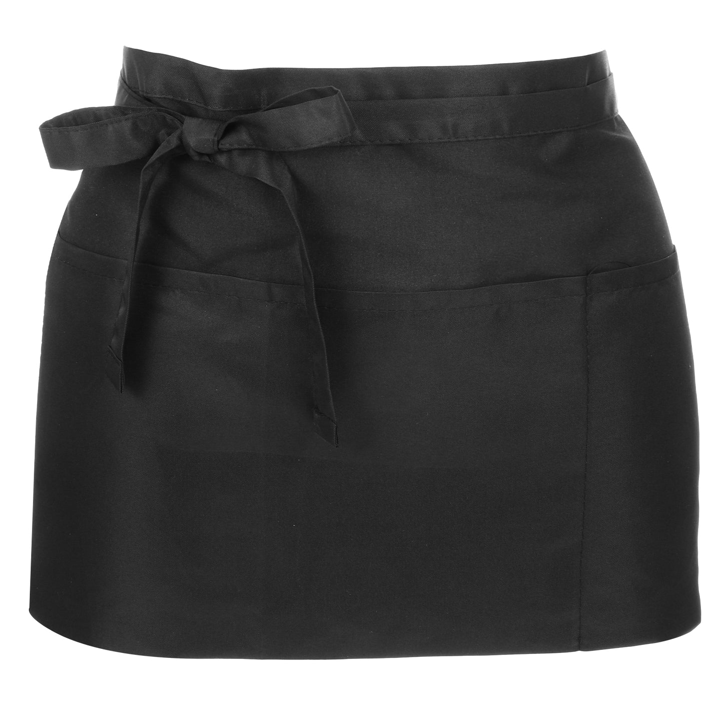 MBAIYO Server Waist Apron with 4 Pockets, Waterproof Waitress Apron with Buckle for Women Black Oil & Waterproof Waitress Waiter Short Half Aprons for Kitchen Serving Cooking
