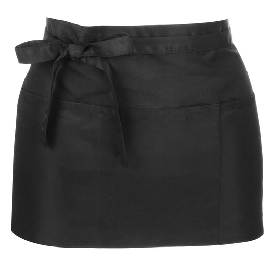 MBAIYO Server Waist Apron with 4 Pockets, Waterproof Waitress Apron with Buckle for Women Black Oil & Waterproof Waitress Waiter Short Half Aprons for Kitchen Serving Cooking