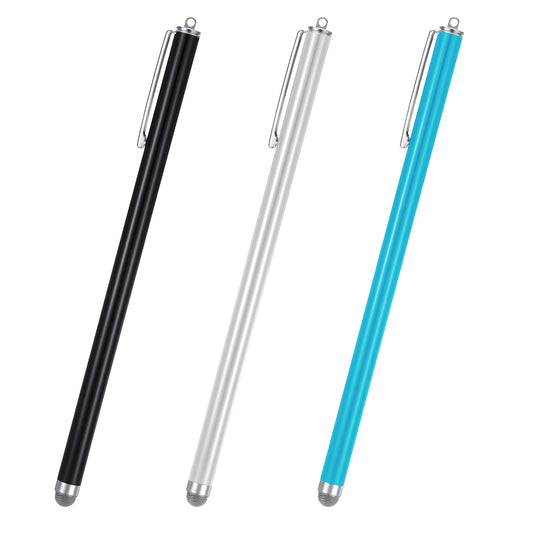 JIEYAO 3 Pcs Fiber Tips Stylus Pens for Touch Screens, Universal Stylus Pens High Sensitivity Touchscreen Pen Large Stylus Pen Compatible with Phone Tablets(Black+Silver+Blue)