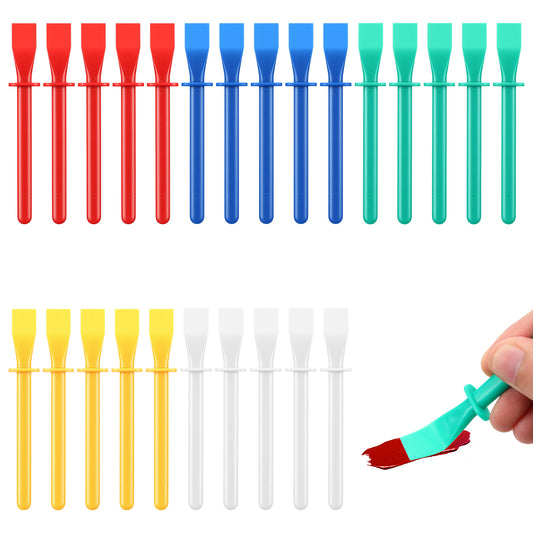 Andibro 25Pcs Colored Plastic Smear Spreaders, Plastic Smear Sticks Craft Tools Easy Clean Glue Scrapers for DIY Art Leather Brush Set Easy Clean Polypropylene Spreader 5 Colors