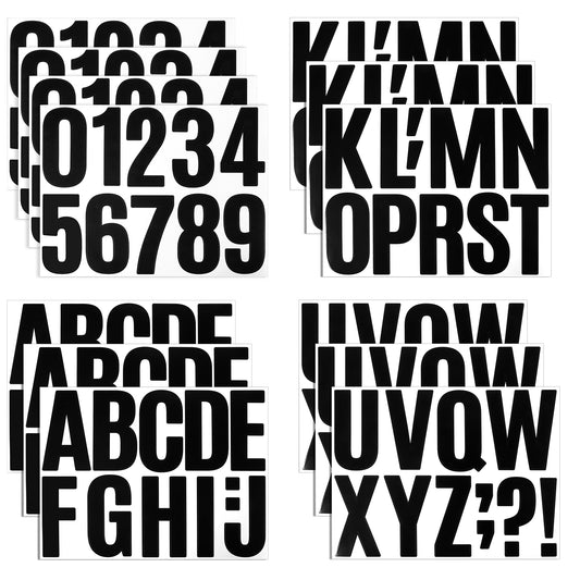 JJUNW 13 Sheets of Large Self Adhesive Vinyl Letters Numbers Kit, 4 Inch Alphabet Stickers, Waterproof Mailbox Numbers Stickers for DIY Crafts, Mailbox, Notebook, Door, Water Bottles, Car (Black)