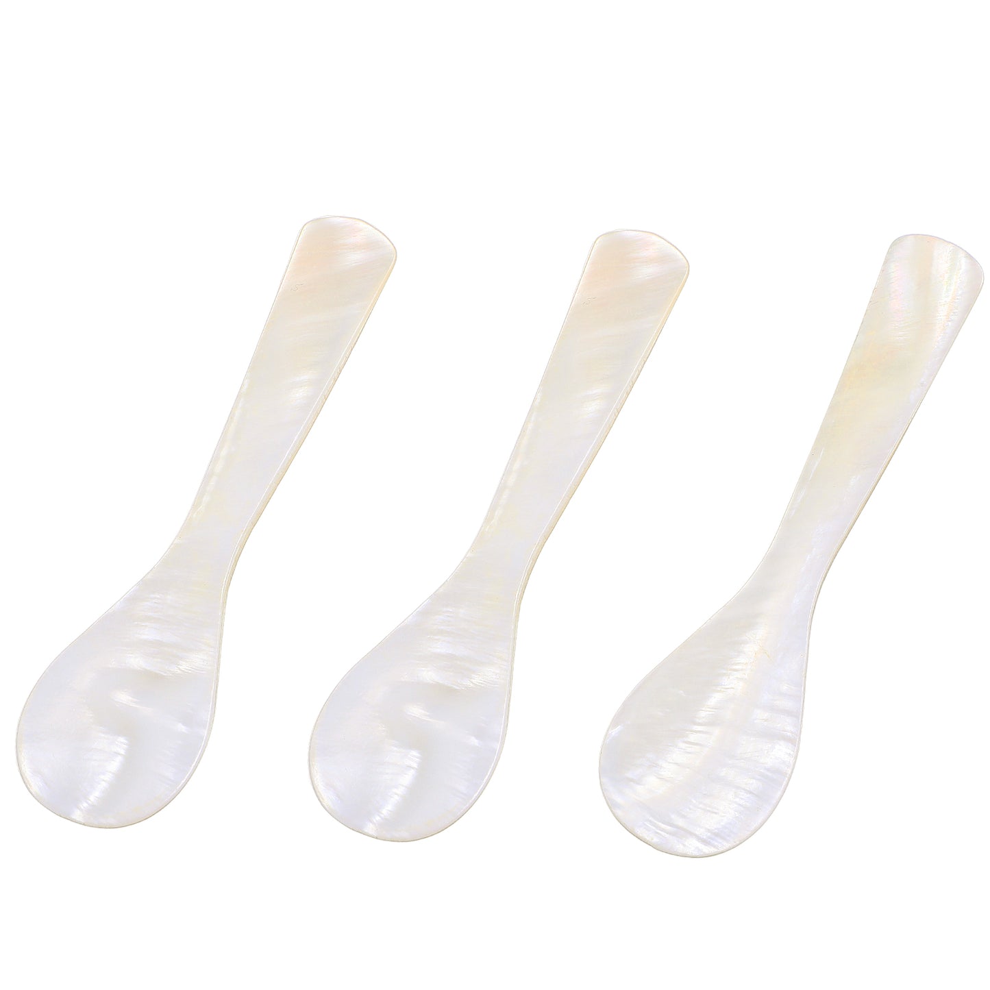 XLIUAX 3 Pieces Set of Caviar Spoons, 3.54 Inch Mother of Pearl Spoon with Round Handle Caviar, Ice Cream, Sauce, Egg, Coffee, Salt, Sugar, Kitchen and Restaurant Serving