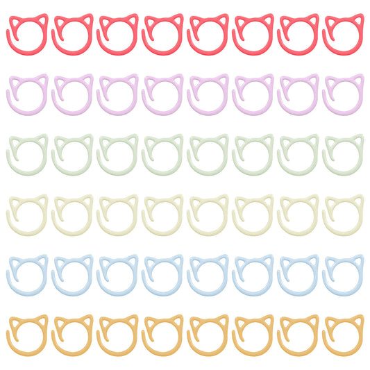 MBAIYO 48pcs Cat Stitch Markers for Crocheting, Cat Metal Crochet Stitch Marker Ring Multicolor Knitting Stitchs Markers Spiral Crochet Stitchs Marker Set for DIY Weaving Knitting Sewing Tools