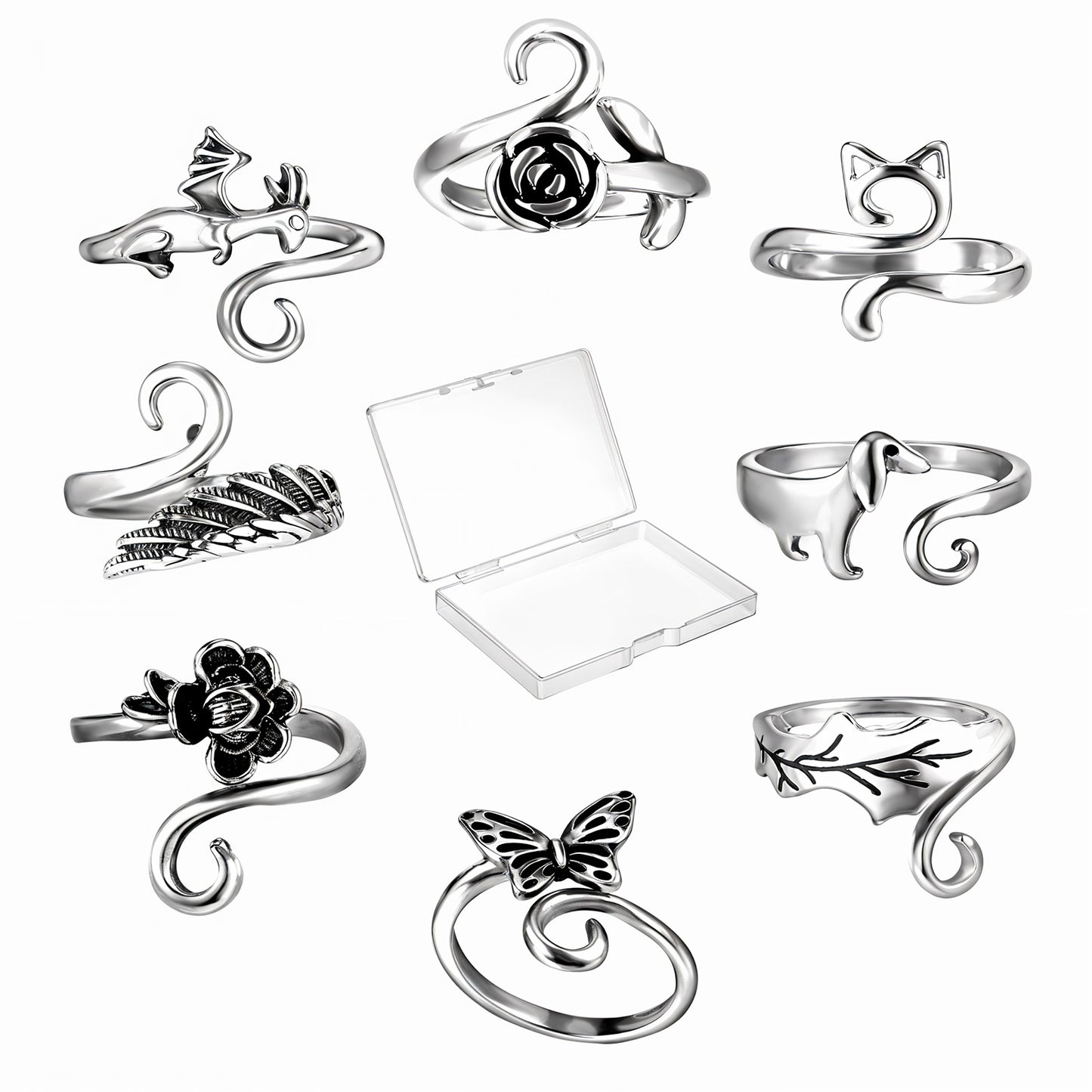 JIYIN 8 Pcs Crochet Tension Rings for Finger, Adjustable Crochet Tension Ring, Yarn Tension Rings for Crocheting Yarn Guide Knitting Rings Crochet Tools Knitting Accessories