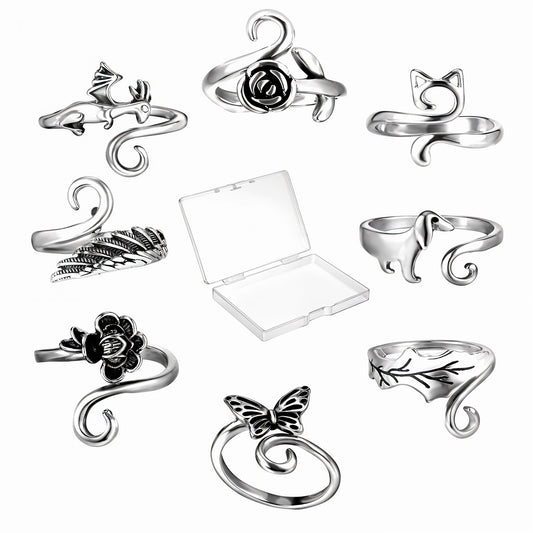 JIYIN 8 Pcs Crochet Tension Rings for Finger, Adjustable Crochet Tension Ring, Yarn Tension Rings for Crocheting Yarn Guide Knitting Rings Crochet Tools Knitting Accessories