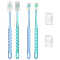 HJZHII 4 Pcs 360-Degree Pet Toothbrush for Puppy, Small Dog and Cat Toothbrushes Deep Cleaning Pets Toothbrushes Soft Toothbrush Pet Teeth Cleaning Kit (Blue, Green