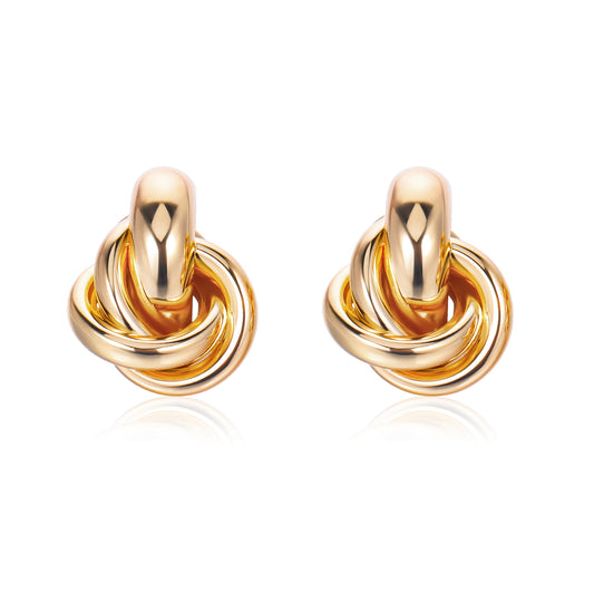 JIEYAO Chunky Gold Knot Earrings Geometric Drop Dangle Earrings Vintage Twisted Knitted Earrings Gold Earrings Hypoallergenic Statement Earring Jewelry for Women