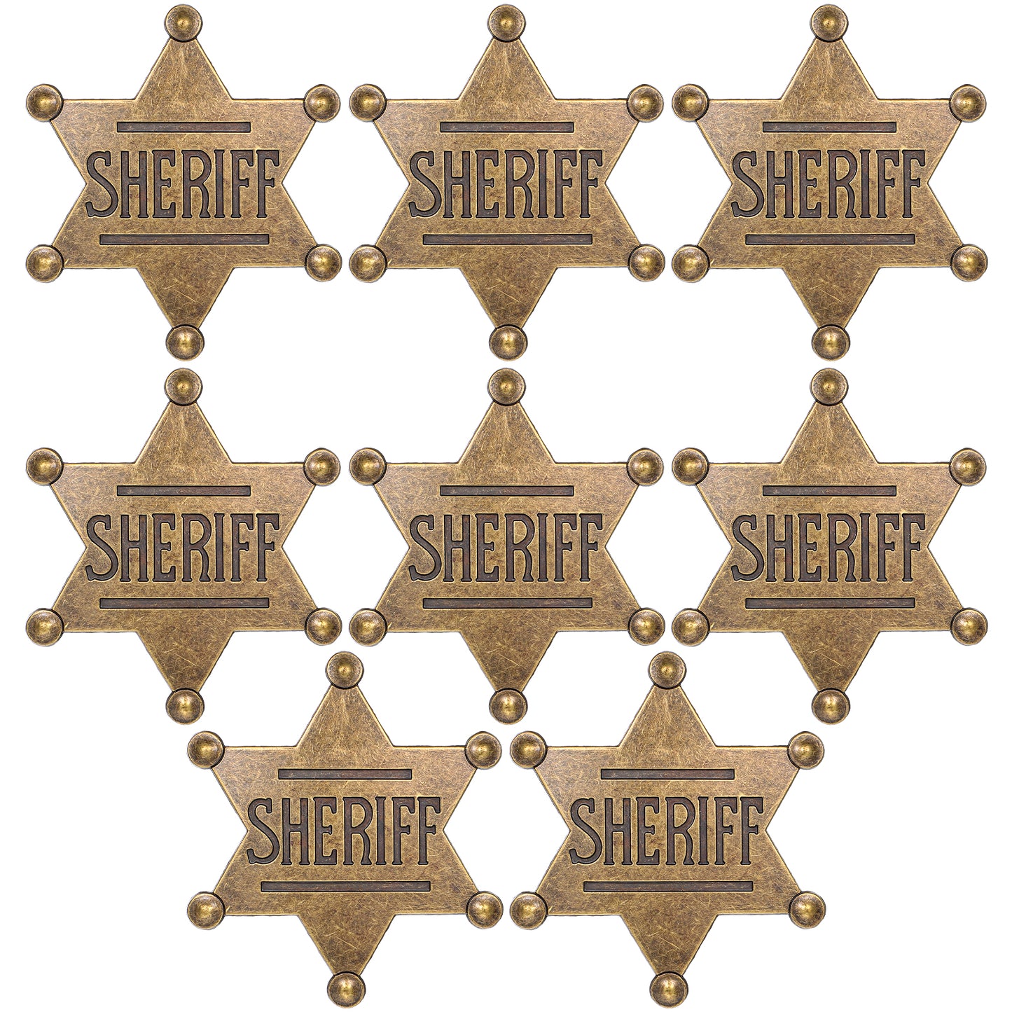 MBAIYO 8pcs Sheriff Badge, Deputy Badge Metal Adult Cowboy Party Decoration Retro Western Police Themed Hexagram Medallion Pins Carnival Prizes Birthday Party Bag Gift Fillers