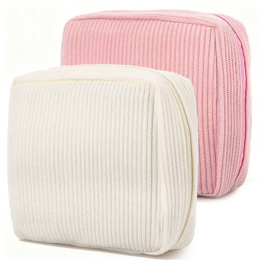 JIEYAO 2Pcs Corduroy Sanitary Napkin Storage Bag, Portable Period Bag for Teen Girls, Cute Period Pouch Soft Menstrual Cup Pouch Menstruation First Pad Bag Tampon Holder for Women