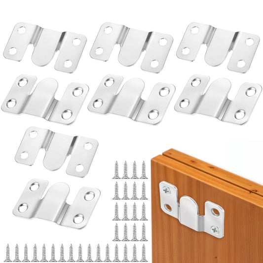 HJZHII 4 Pairs Flush Mount Bracket, Stainless Steel Interlocking Hanging Buckle Silver Heavy Duty Photo Frame Hook Interlocking Furniture Connector for Art Gallery Wall Mount Hardware