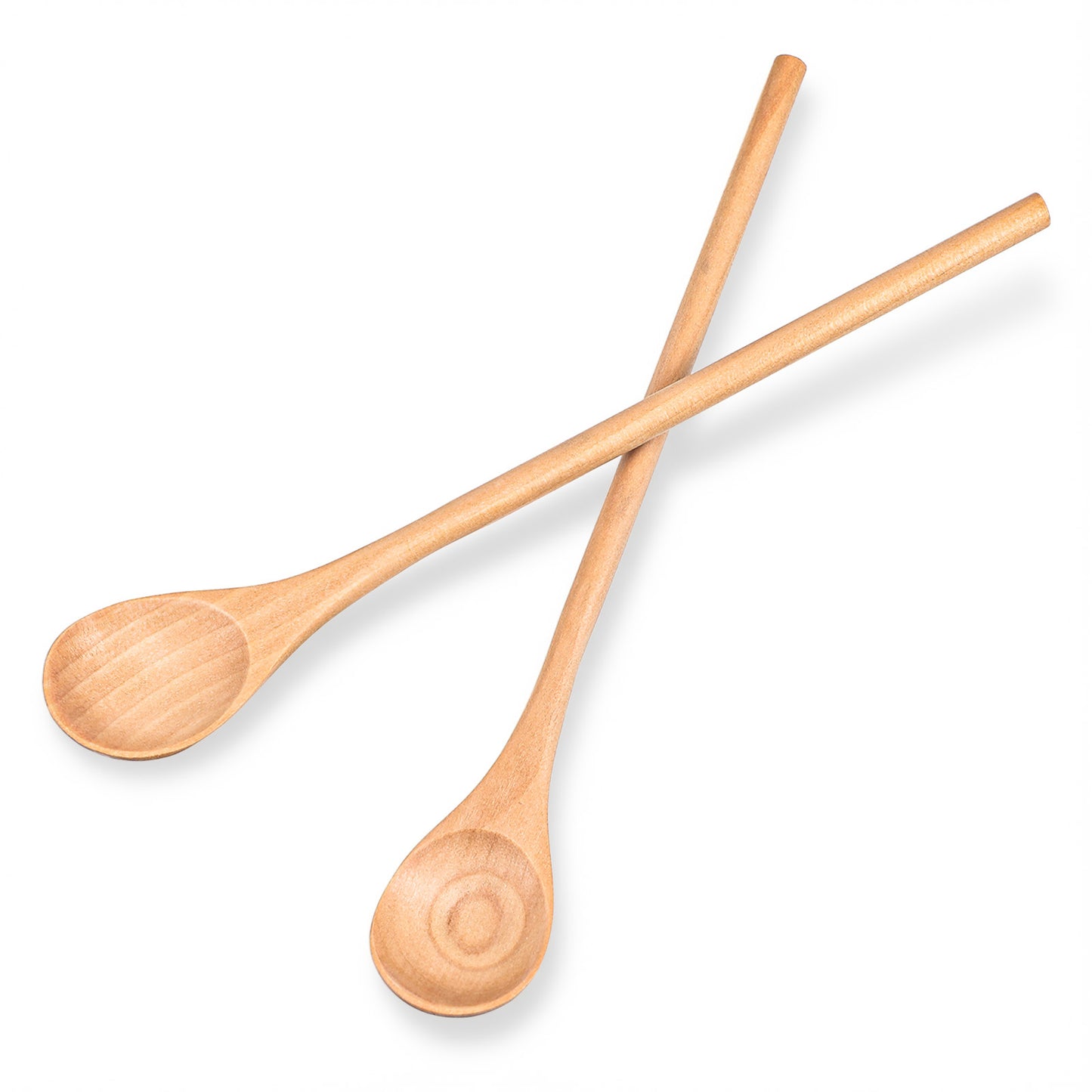 Yuanchu 2 Pcs Long Wooden Coffee Spoons, Wooden Spoons for Honey Tea Round Honey Spoon Wood Teaspoon for Mixing Stirring Eating Soup Cooking