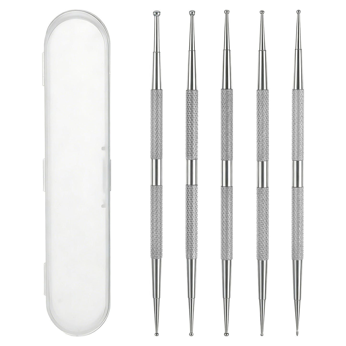 cobee 5 Pcs Nail Dotting Tool, Double-ended Nail Art Tools with Box Professional Ball End Nails Art Tools Stailess Steel Dotting Pen Nails Arts Tool