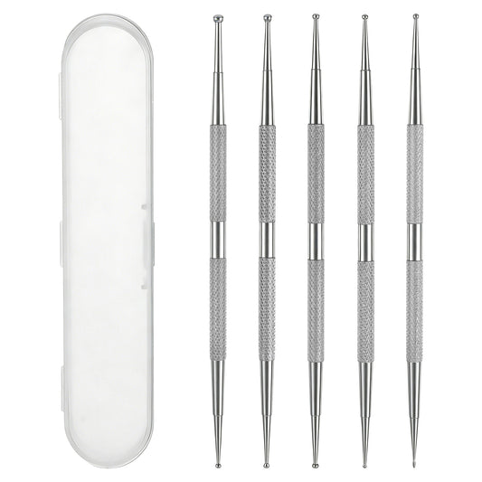 cobee 5 Pcs Nail Dotting Tool, Double-ended Nail Art Tools with Box Professional Ball End Nails Art Tools Stailess Steel Dotting Pen Nails Arts Tool