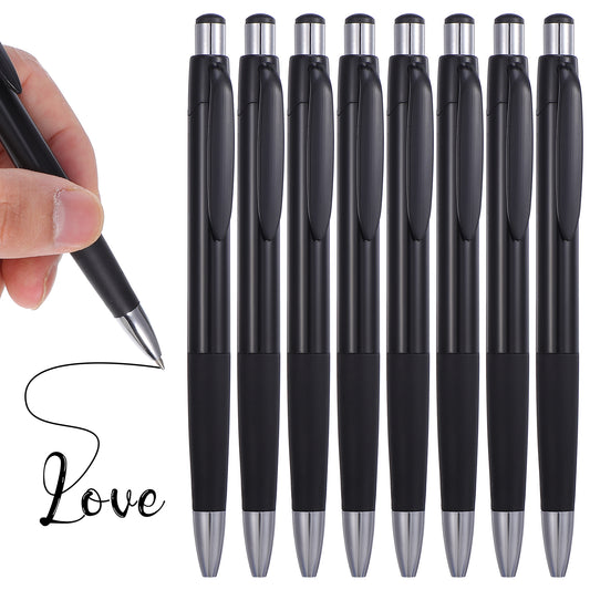 MBAIYO 8Pcs Black Ballpoint Pens 0.7mm, Black Ink Ball Point Pens Retractable Writing Pen with Soft Grip for Smooth Writing Office Home Supplies and Gifts