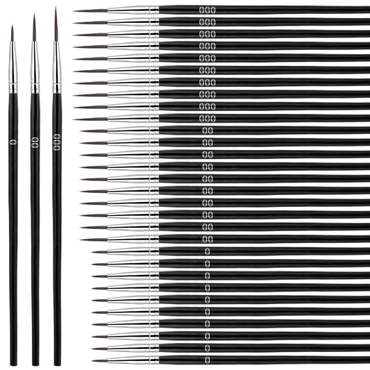 cobee 60 Pcs Detail Paint Brushes, Fine Tip Paint By Number Brushes With 3 Size #0#00#000, Micro Paint Brushes For Model Crafts Acrylic Miniature Painting(Black)