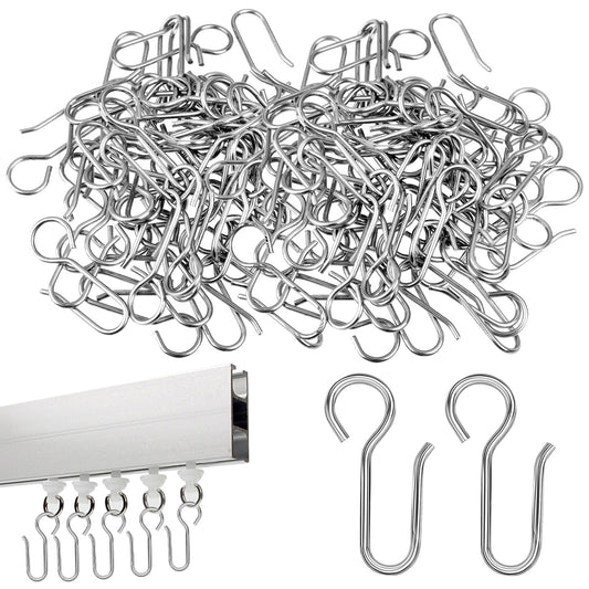 LXUEJIE 60 Pcs Metal Curtain Hooks, Stainless Steel Shower Curtain Hooks S Shaped Small Curtains Hook for Door, Window, Bathroom Curtains Track Accessories