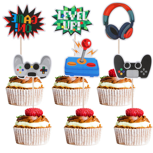 HJZHII 36PCS Video Game Cake Topper, Birthday Cake Topper Game Controller Cake Decorations Cake Topper Pick for Game Theme Birthday Party(36)