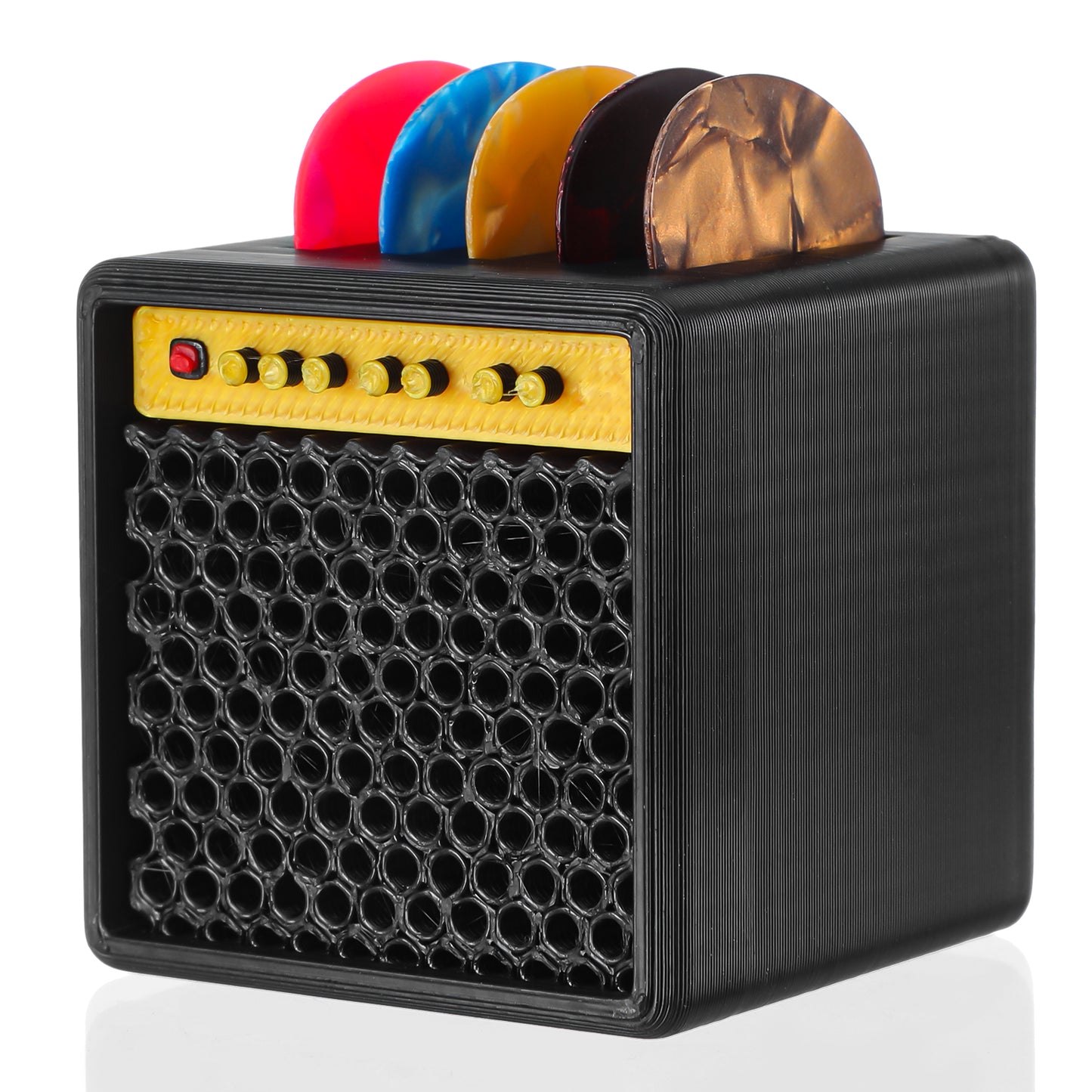 HJZHII Guitar Pick Display Holder Box, Amplifier Speaker Style Paddle Storage Box for Bass Ukulele Guitar Players Music Enthusiasts