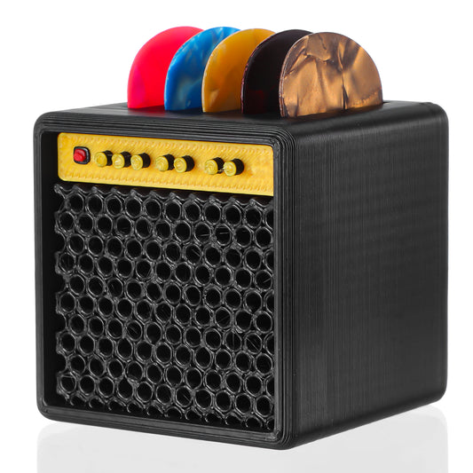 HJZHII Guitar Pick Display Holder Box, Amplifier Speaker Style Paddle Storage Box for Bass Ukulele Guitar Players Music Enthusiasts