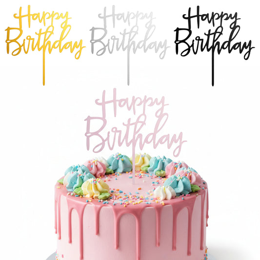 IANFAN 16 Pcs Happy Birthday Cake Topper, Acrylic Cake Toppers Happy Birthday Reusable Cakes Toppers for Birthdays Party Cakes Desserts Pastries Decorations (4 Colors)