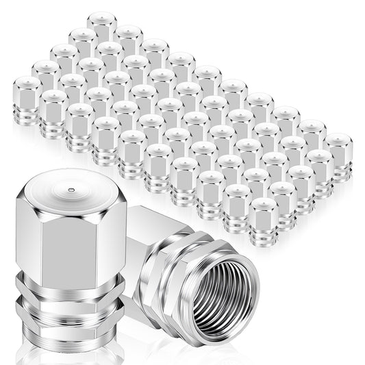 LXUEJIE 50 Pcs Tire Valve Stem Caps, Hexagon Air Valve Caps with O Rubber Seal Universal Wheel Valves Cover Aluminum Tire Stem Valves Cap Dustproof Tires Stems Cap for Cars SUVs Trucks Motorcycle Bike
