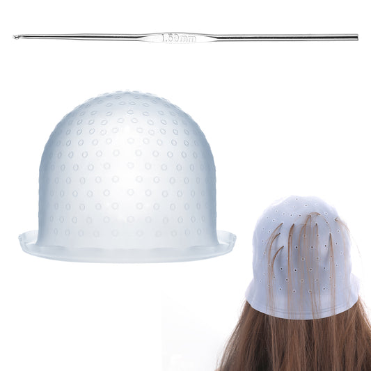 cobee 1 Pc Hair Highlight Cap, Punch-free Hair Dyeing Cap with Hook Highlight Cap, Professional Reusable Silicone Hair Dyeing Tools for Hair Salon Dyeing Tools for Unisex(Blue)