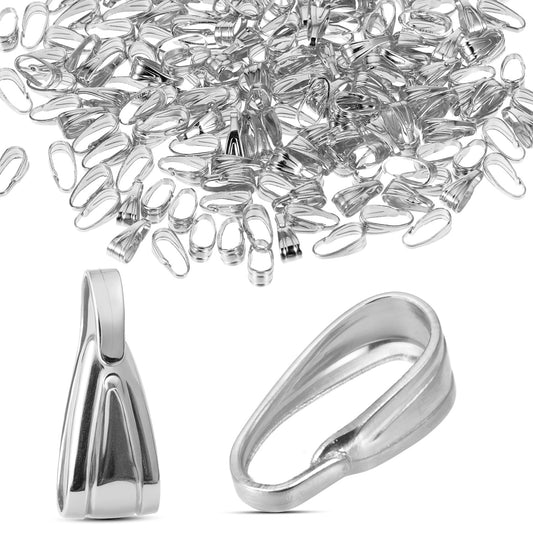 Giantree 400Pcs Pendant Clasp, Pinch Bail for Jewelry Making, Necklace Pendant Clasps Connectors Bails for Jewelry Making Pinch, Clip for Necklace Dangle Charm DIY Craft Making(Silver)