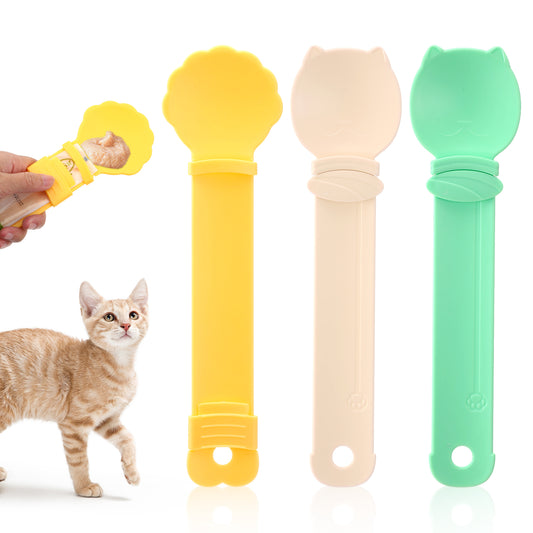 LXUEJIE 3 Pcs Cat Treat Squeeze Spoons, Colorful Licky Treat Feeder Supplies, Dispense Wet Food, Liquid Snacks & Paste Treats, Mess-Free Feeding for Cats