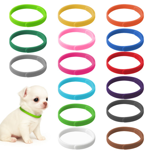 BOHUIZ 30 Pcs Puppy Whelping Collars for Litter, Assorted Colors Puppy ID Collars Adjustable Dog Whelping Collar Newborn Dog Kittens Band for Pet (S/M)