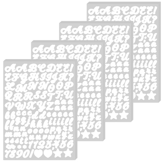 TIESOME 20 Sheets PVC Letter Stickers, 0.2-0.79 in Cursive Letter Stickers Self-Adhesive Waterproof Alphabet Labels Decals for Mailbox Numbers DIY Crafts Notebooks Signs(White)