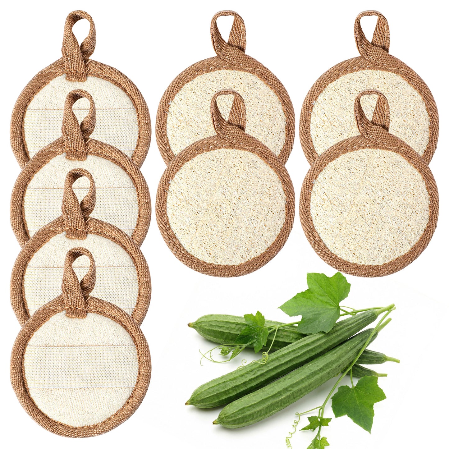 TIESOME 8 Pcs Exfoliating Face Scrubber, Gentle Shower Loofah Facial Scrubber Pads for Women & Men, Soft Face Exfoliator Pads for Deep Clean, Removes aDead Skin & Unclogs Pores, Reusable Sponge, Beige