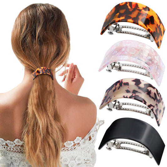 Giantree 4Pcs Hair Barrettes for Women, Tortoise Shell Hair Clips, Ponytail Clip Ponytail Cuff, Pony Tail Hair Clips Women, Stocking Stuffers for Women French Hair Clips, Hair Accessories for Women