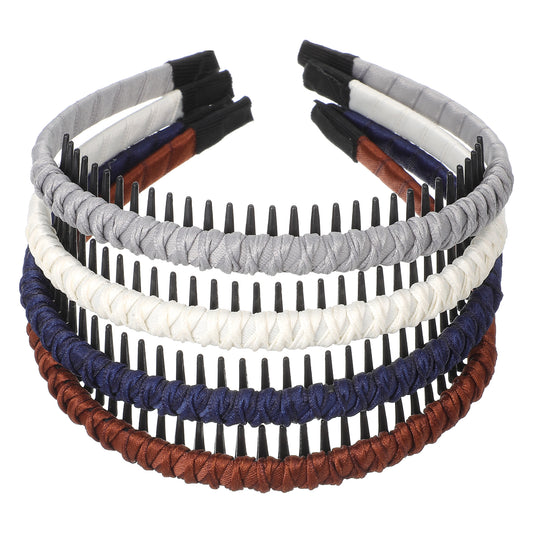 Andibro 4 Pcs Non Slip Teeth Comb Headbands, Zig Zag Wide Hair Bands Fashion Cloth Head Bands For Women Comfortable Headband Sports Yoga