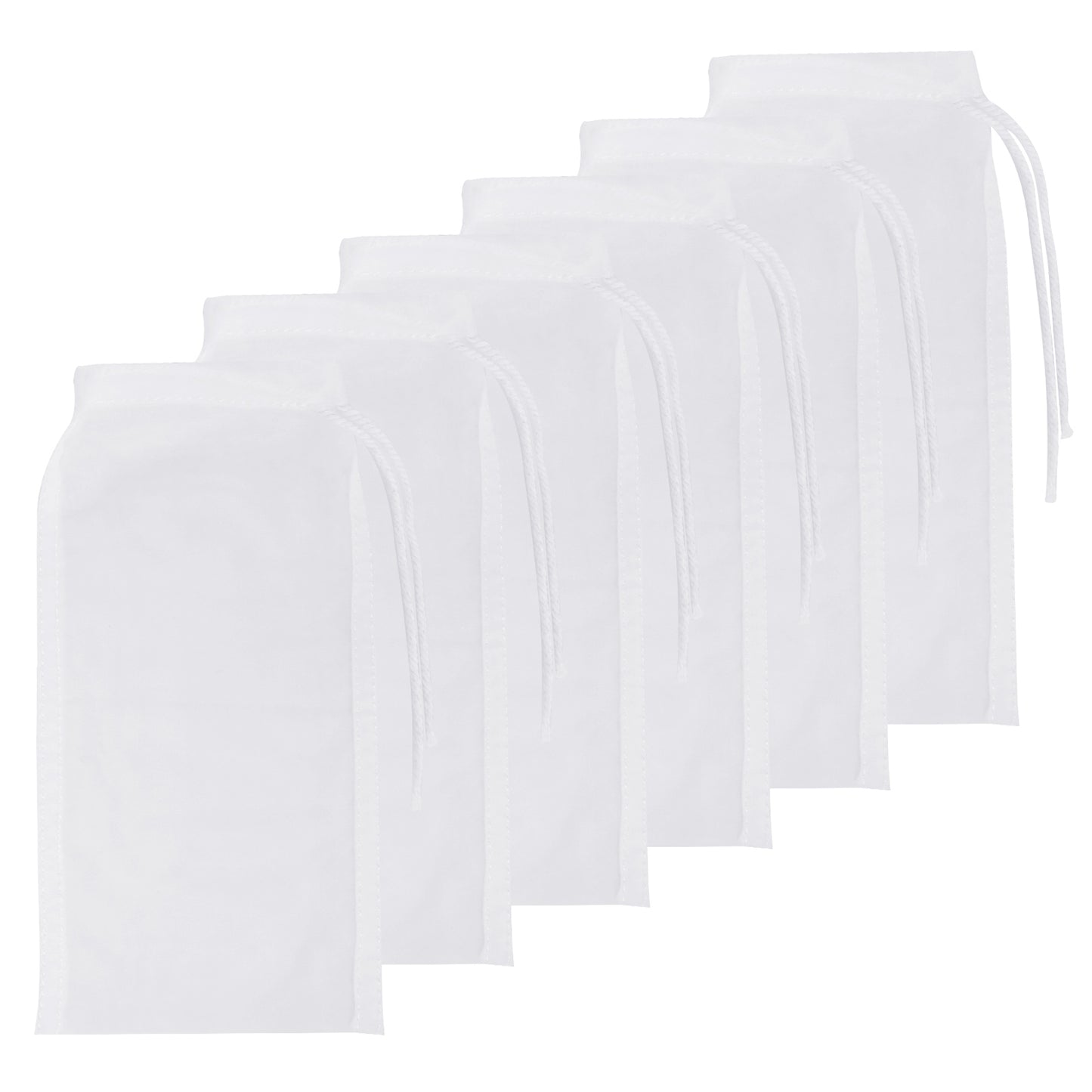 Molain Aquarium Filter Bags,6Pcs Fish Tank Media Mesh Filter Bag High Flow Fine Mesh Net with Plastic Zipper for Fish Tank Bio Balls, Pelletized Carbon -Mesh hole 0.2mm White(3x8Inch)